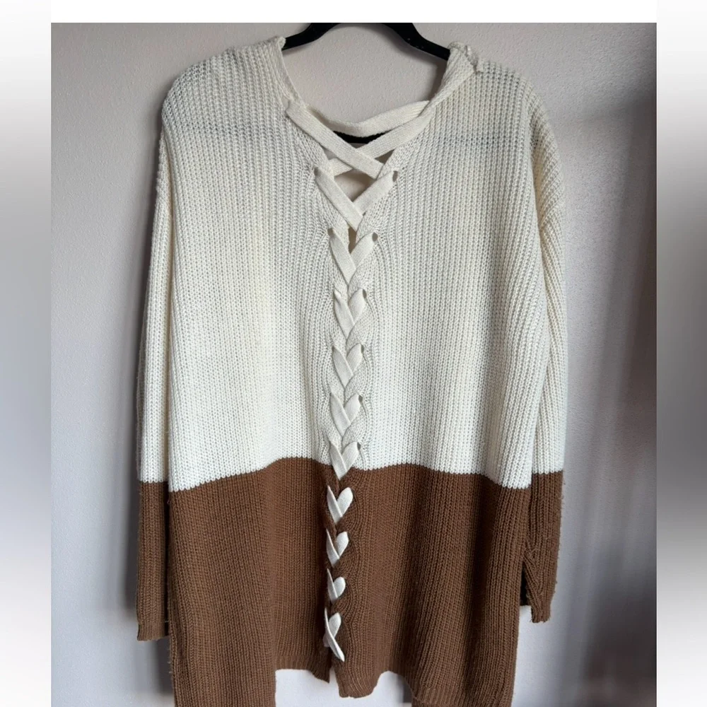 Emmer Brown/Cream Tie Back Cardigan M - Picture 3 of 5